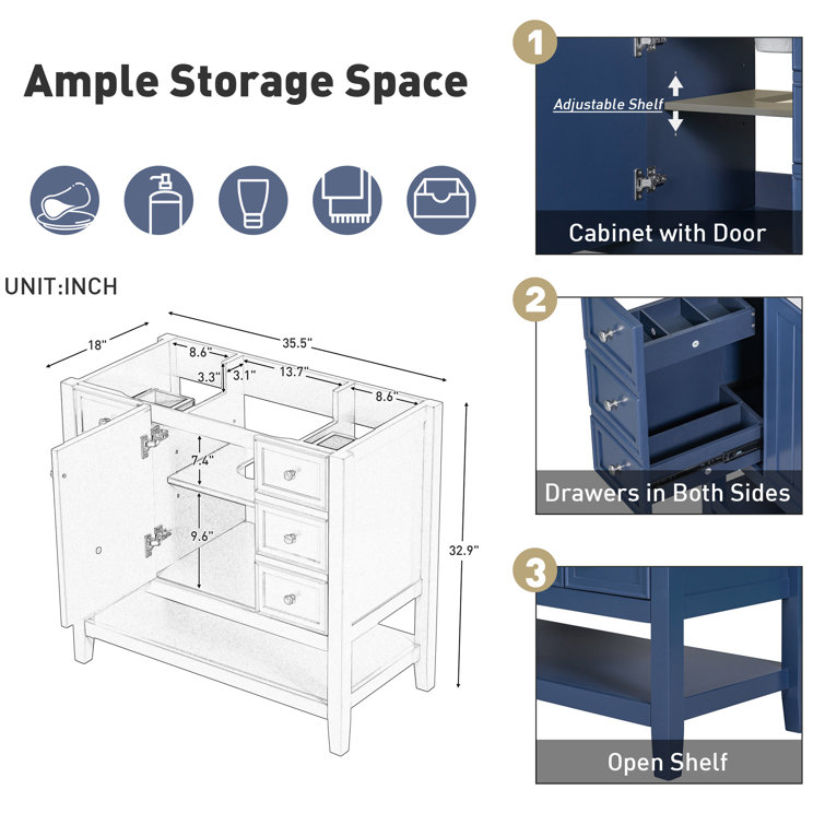 TONWIN Bathroom Vanity Without Sink, Base Only Wayfair Canada